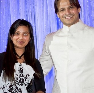 Creative Director and founder of Dance Expression Studio, Neha with Vivek Oberoi, a Bollywood actor at the 12th IIFA Awards event in 2011.